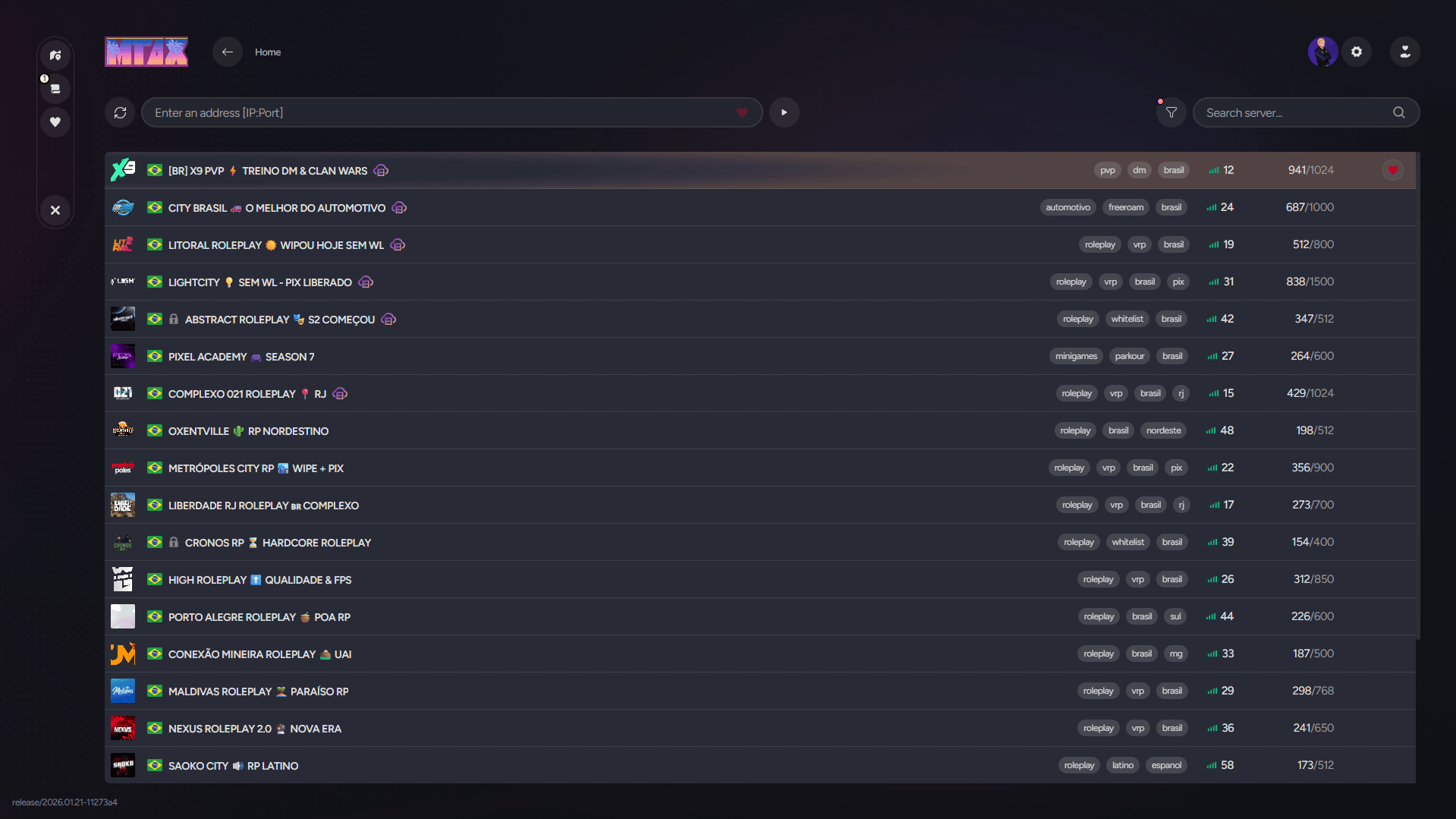 Search, filter and favourite the servers you play.